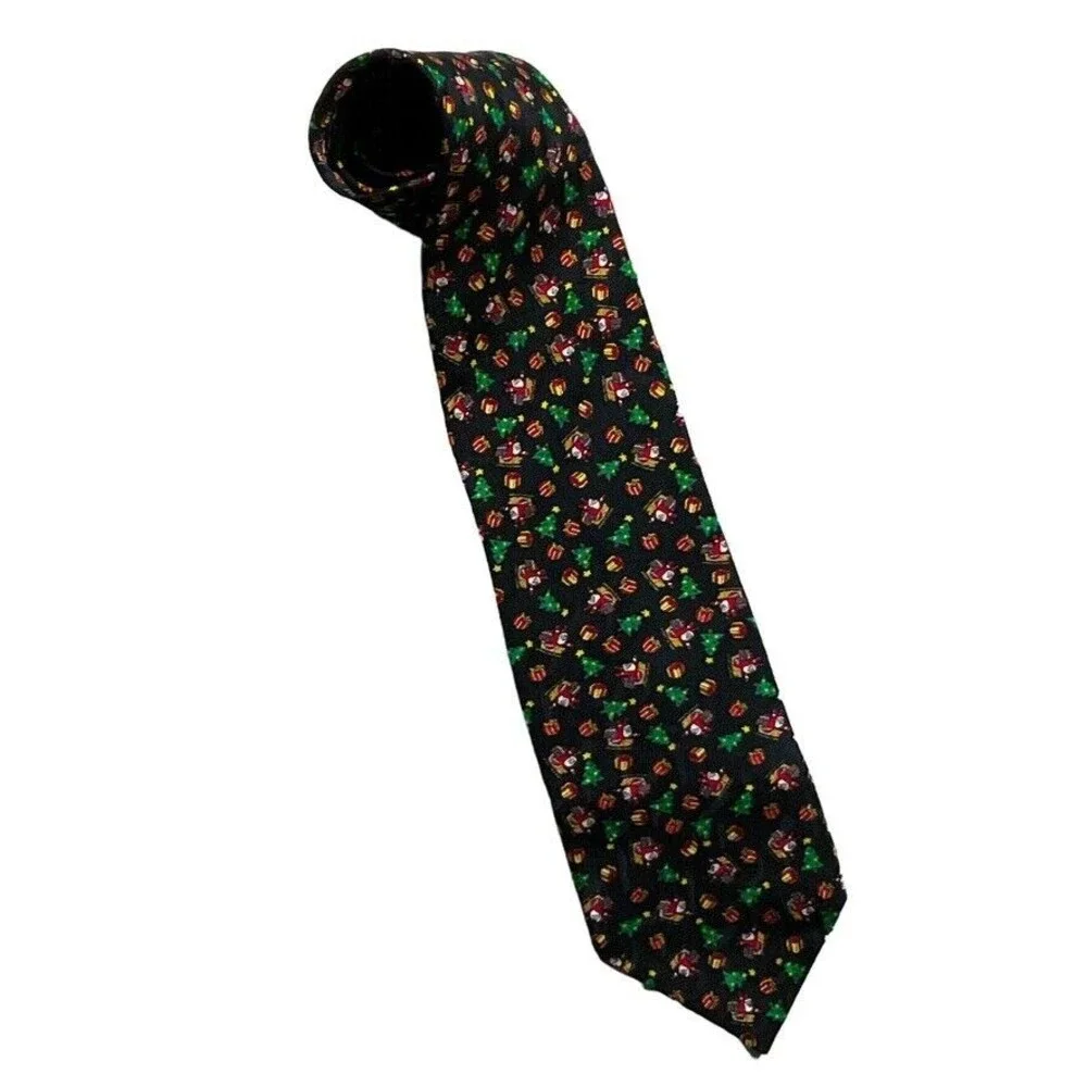 Woodward Mens Necktie Festive Holiday Christmas Classic Length Tie 100% Silk